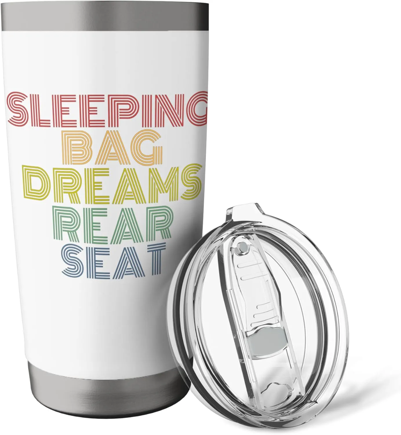 Sleeping Bag Dreams Rear Seat Vacation Retro Summer Stainless Steel Insulated Tumbler