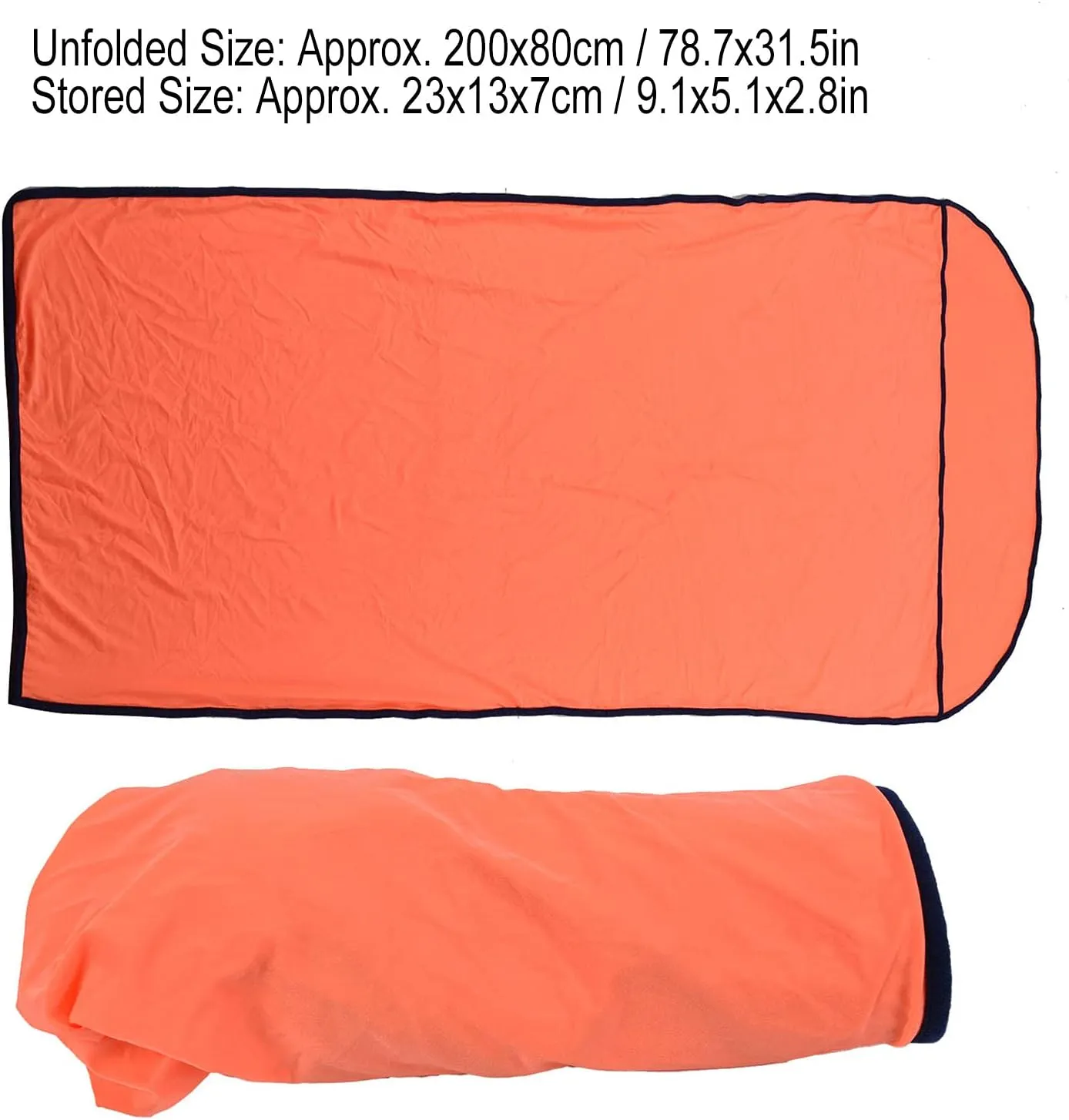 Sleeping Bag Liner, 200x80cm Ultralight Multifunctional Elastic Sleeping Sack Lightweight Breathable Cotton Liner for Picnic Hiking Outdoor Camping(Orange)