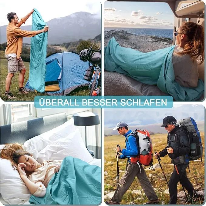 Sleeping Bag Liner, Adult Sleep Sack & Travel Sheets, Lightweight Single and Portable Camping Sleeping Bag Liners - Ideal for Traveling, Hostels and Camping
