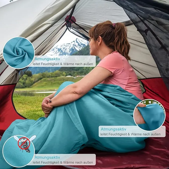 Sleeping Bag Liner, Adult Sleep Sack & Travel Sheets, Lightweight Single and Portable Camping Sleeping Bag Liners - Ideal for Traveling, Hostels and Camping