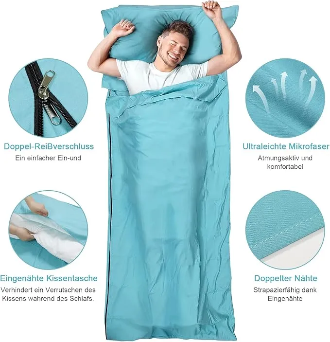 Sleeping Bag Liner, Adult Sleep Sack & Travel Sheets, Lightweight Single and Portable Camping Sleeping Bag Liners - Ideal for Traveling, Hostels and Camping