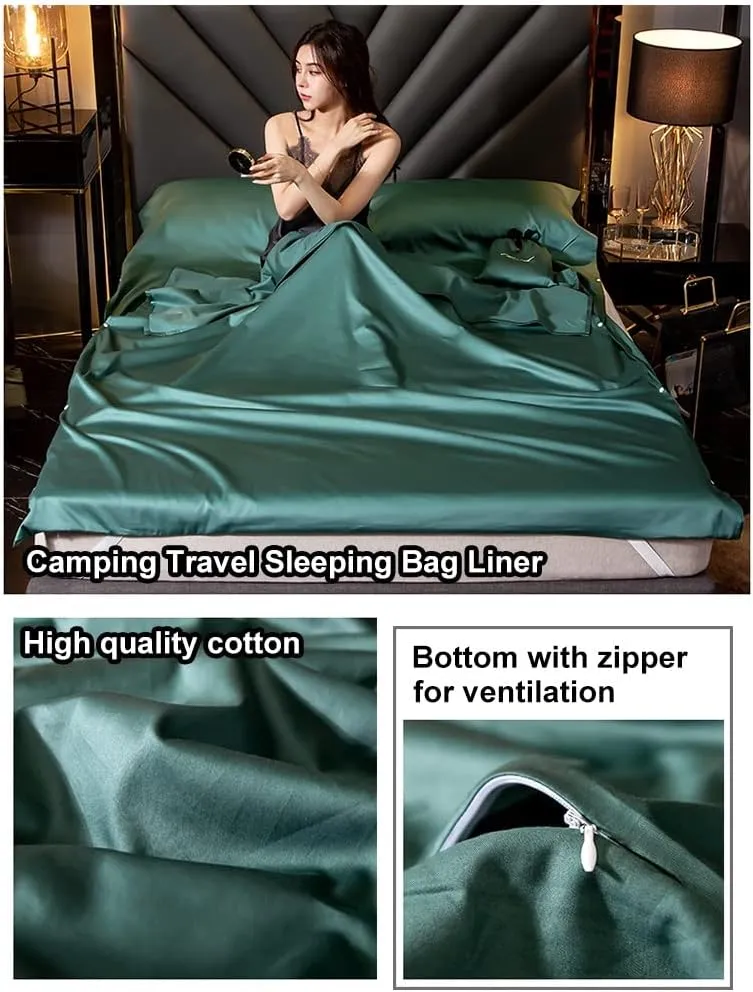 Sleeping Bag Liners Compact Adult Sleeping Bag Liner, Comfortable Cotton Sleeping Bag Sheets for Outdoor Camping Travel, Single Double Sleeping Bag, for All Seasons