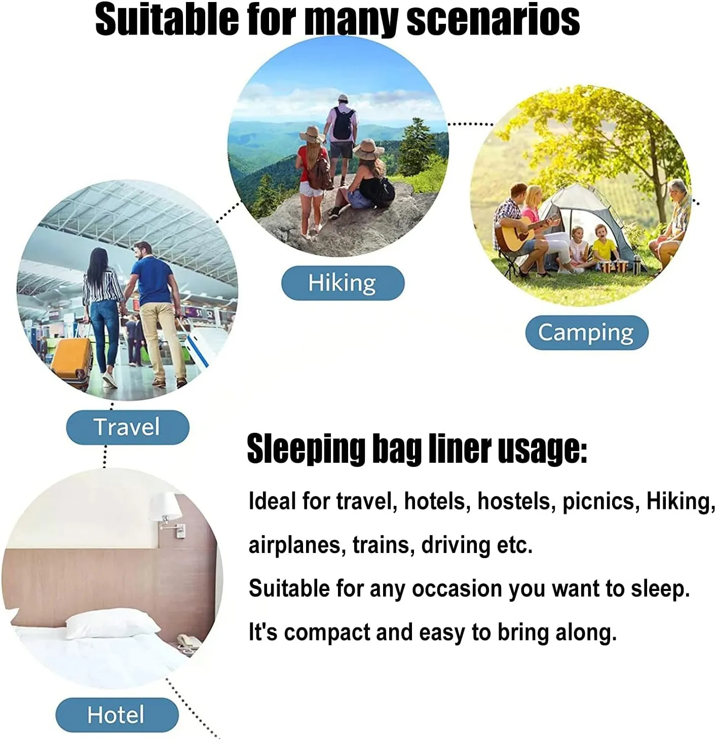 Sleeping Bag Liners Compact Cotton Sleeping Bag Liner, Outdoor Camping Travel Single Double Sleeping Bag, for Hotel Dustproof Sheets, Machine Washable (Size : 80x210cm/31.49x82.67in)