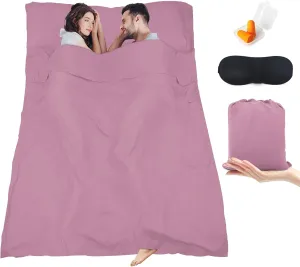 Sleeping Bag Liner,Travel Sheet & Adult Sleep Sack, Camping Sheets Travel Sleep Sack for Backpacking,Hotels & Hostels -Lightweight Single &Double Travel Sheet Camping Sheets