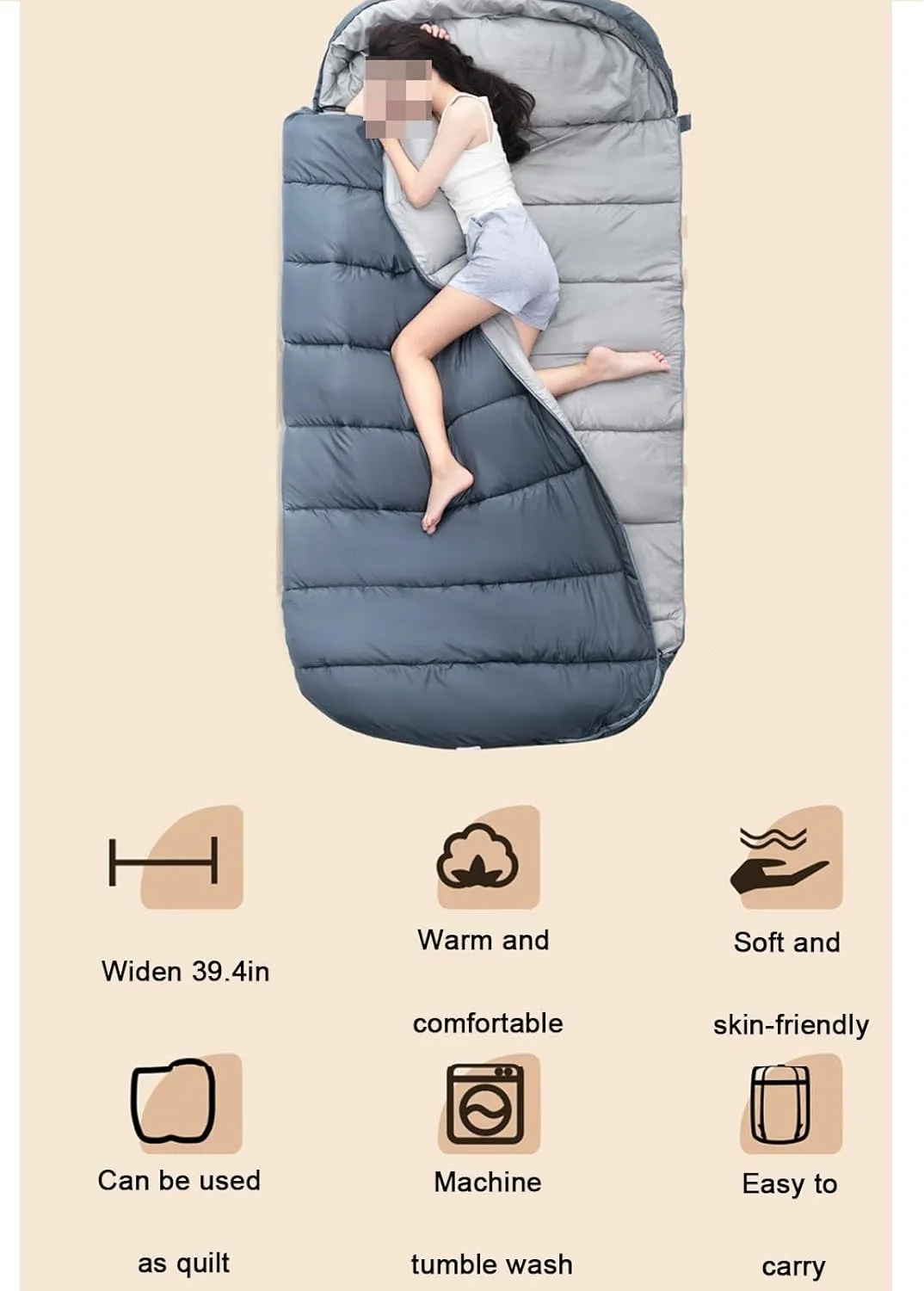 Sleeping Bag, Outdoor Camping Sleeping Bag, Widened Adult Portable Sleeping Bag, Envelope Sleeping Bag