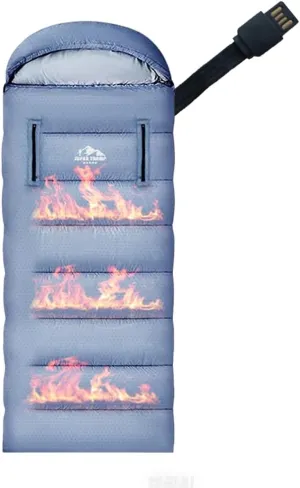 Sleeping Bag with USB for Heating Camping Accessory Outdoor Office Home Sofa Hunting Tourism Cotton Bottom Down Top Blue