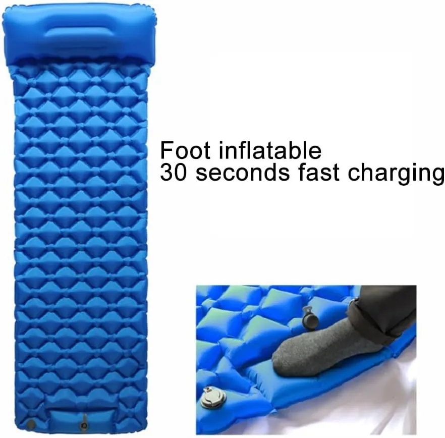 Sleeping Mat,inflatable Sleeping Mat,with Pillow, Portable Folding Car Carrying Built-in Foot Pump Inflatable, Suitable for Camping Backpacking Hiking Travel Tent and So On(Gray), Grey