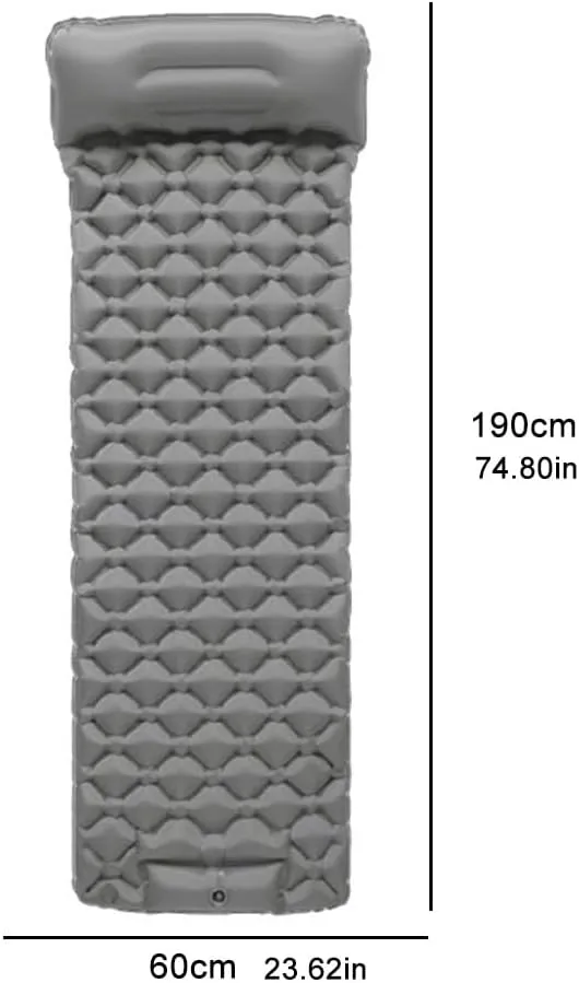 Sleeping Mat,inflatable Sleeping Mat,with Pillow, Portable Folding Car Carrying Built-in Foot Pump Inflatable, Suitable for Camping Backpacking Hiking Travel Tent and So On(Gray), Grey