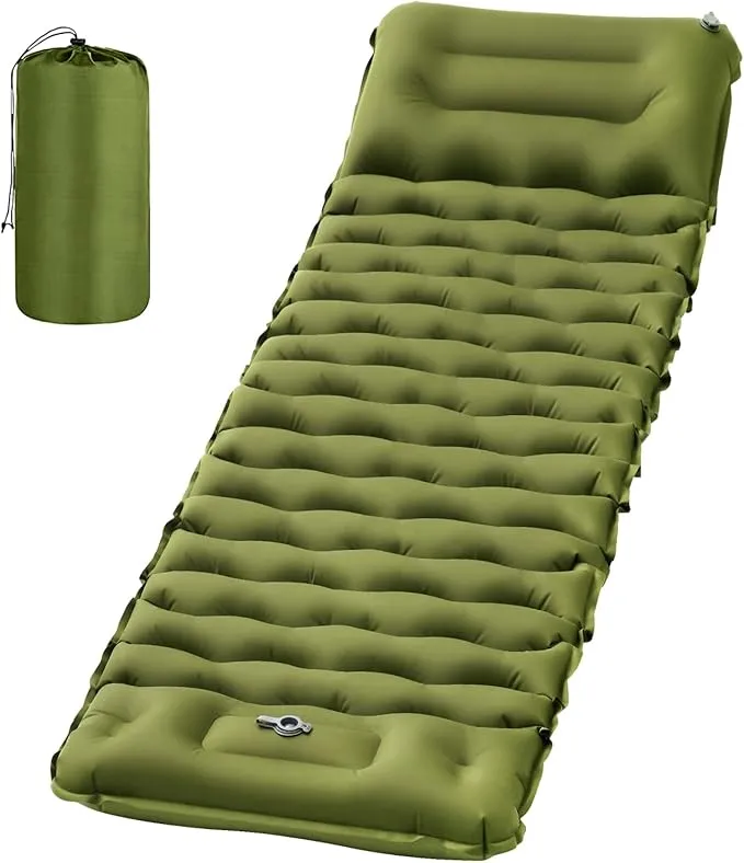 Sleeping Pad, 50D Ultralight Inflatable Camping Mat with Pillow Built-in Foot Pump Sleeping Mat Waterproof Portable and Compact Camping Mattress for Backpacking/Hiking/Traveling/Tent/Road Trip
