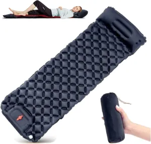 Sleeping Pad for Camping, 1.32lb Ultralight Inflatable Camping Mat with Pillow, Built-in Foot Pump, Upgraded Compact Camping Air Mattress for Tent Backpacking Hiking