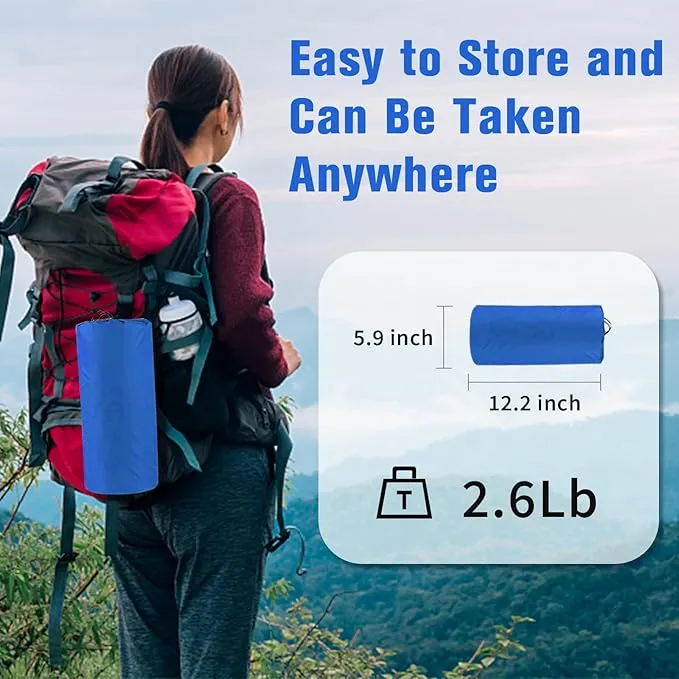 Sleeping Pad for Camping, 4in Thick Camping Air Mattress with Pillow, Camping Bed Sleeping Mat for Backpacking, Inflatable Camping Mat Built-in Pump, 40D 60D 2-Layer Nylon, Holds 400lbs,Repair Kit