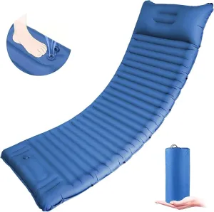 Sleeping Pad for Camping, 4in Thick Camping Air Mattress with Pillow, Camping Bed Sleeping Mat for Backpacking, Inflatable Camping Mat Built-in Pump, 40D 60D 2-Layer Nylon, Holds 400lbs,Repair Kit