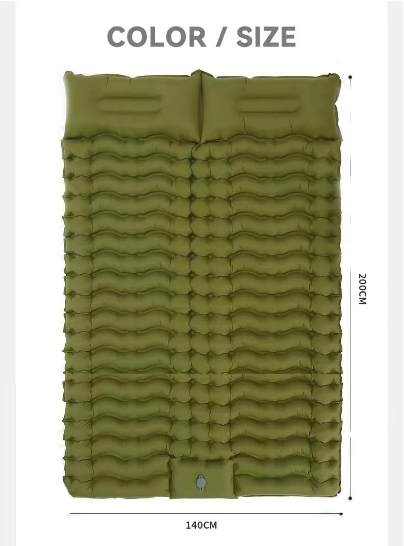 Sleeping Pad for Camping- Ultralight Inflatable Sleeping Mat with Built-in Foot Pump & Pillow, Upgraded Compact Camping Air Mattress for Camping, Backpacking, Hiking (Green, King (U.S. Standard))