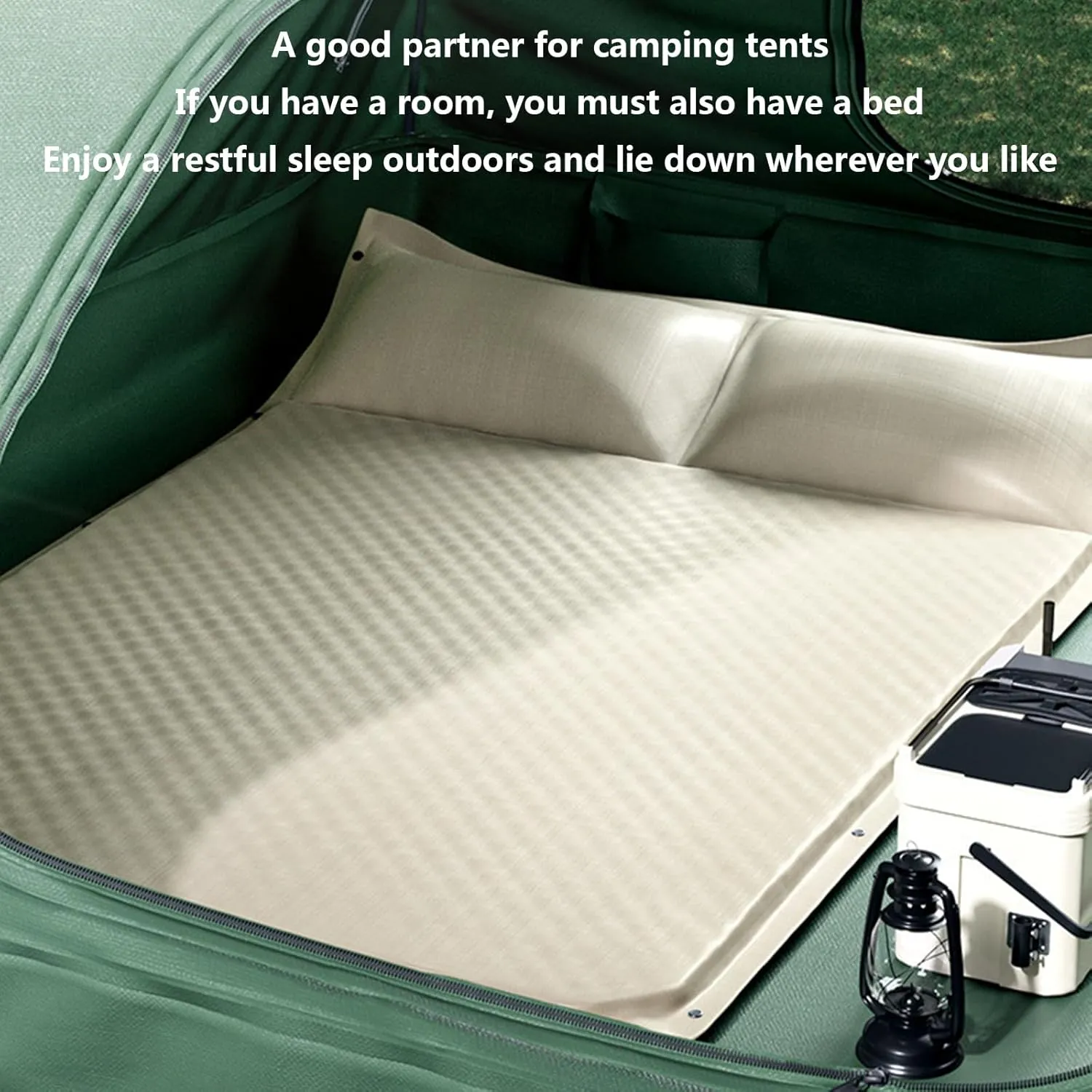 Sleeping Pad for Camping Ultralight Inflatable Sleeping Mat with Built in Pillow 1.2inch Thick Portable Camping Self Inflating Mattress Pad for Backpacking Hiking Tent Traveling, Single, Dark Green