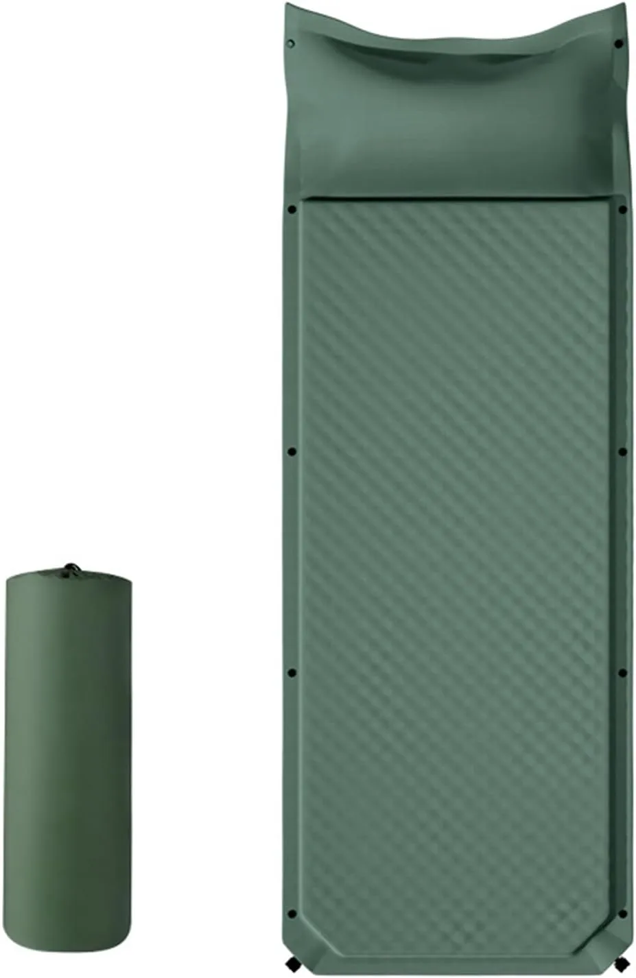 Sleeping Pad for Camping Ultralight Inflatable Sleeping Mat with Built in Pillow 1.2inch Thick Portable Camping Self Inflating Mattress Pad for Backpacking Hiking Tent Traveling, Single, Dark Green