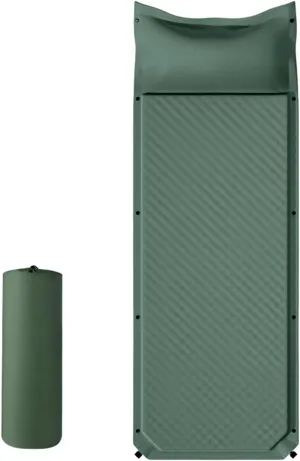 Sleeping Pad for Camping Ultralight Inflatable Sleeping Mat with Built in Pillow 1.2inch Thick Portable Camping Self Inflating Mattress Pad for Backpacking Hiking Tent Traveling, Single, Dark Green