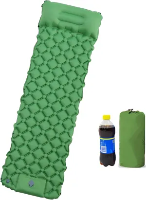 Sleeping Pad Self-Inflating, Camping Air Mattress with Foot Press Pump & Pillow, Outdoor Inflatable Sleeping Pad 195 x 60 x 5cm