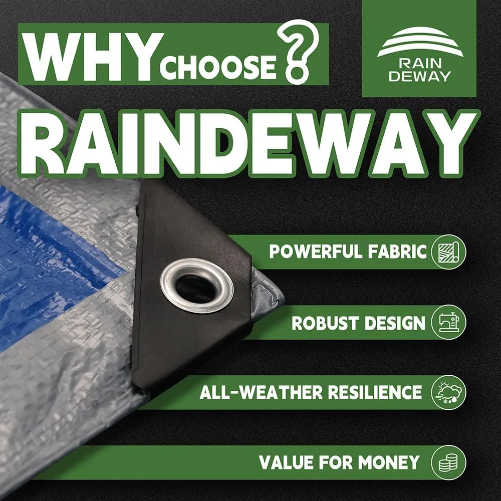 Small Tarps 4x6 Feet (5 Pack), 5.5 Mil Thick, Multipurpose Waterproof Poly Tarp Cover with Metal Grommets and Reinforced Edges, Silver/Blue Tarp by RAINDEWAY