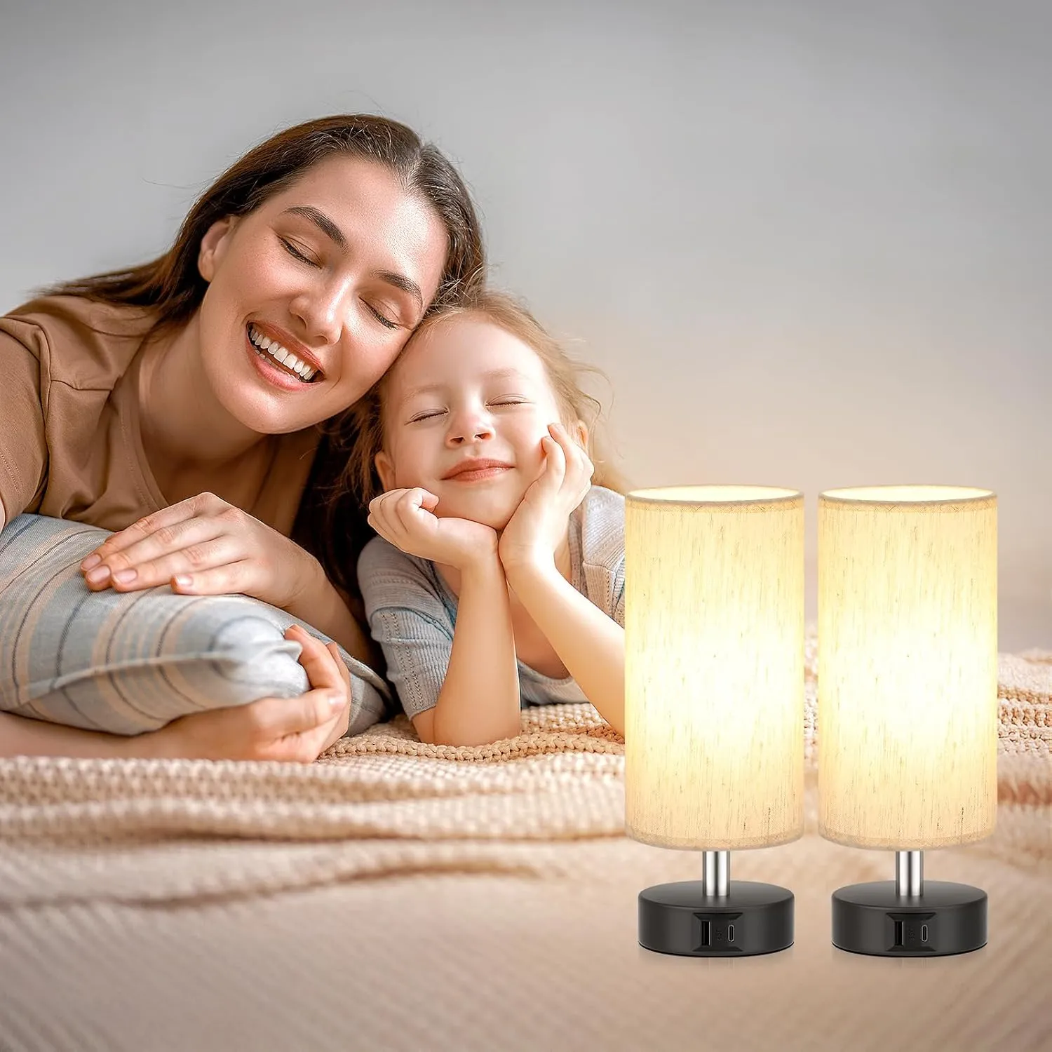 Small Touch Lamps Set of 2 - Table Lamps for Nightstand, Minimalist Bedside Lamps for Bedroom with 3000K Dimmable Bulbs