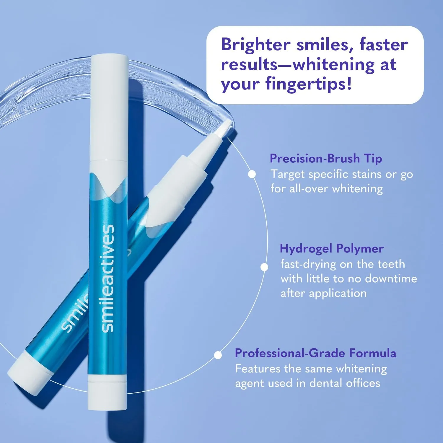 Smileactives Teeth Whitening Pen for White Smile, Fast Tooth Whitener and Stain Remover with Precision Brush Tip, Dental Quality Whitening Gel, Travel Pen, Easy to Use, Vanilla Mint Flavor, 1 Pack