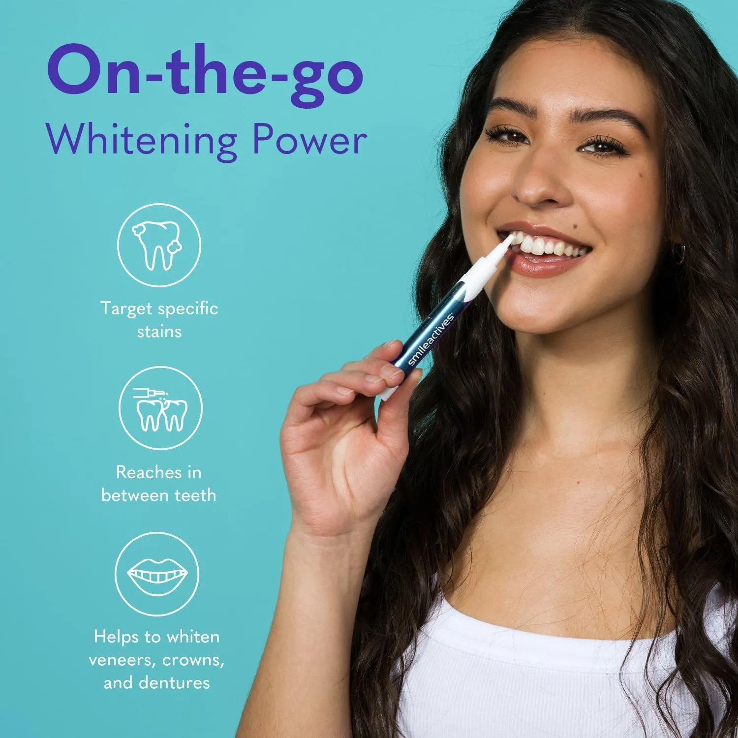 Smileactives Teeth Whitening Pen for White Smile, Fast Tooth Whitener and Stain Remover with Precision Brush Tip, Dental Quality Whitening Gel, Travel Pen, Easy to Use, Vanilla Mint Flavor, 1 Pack