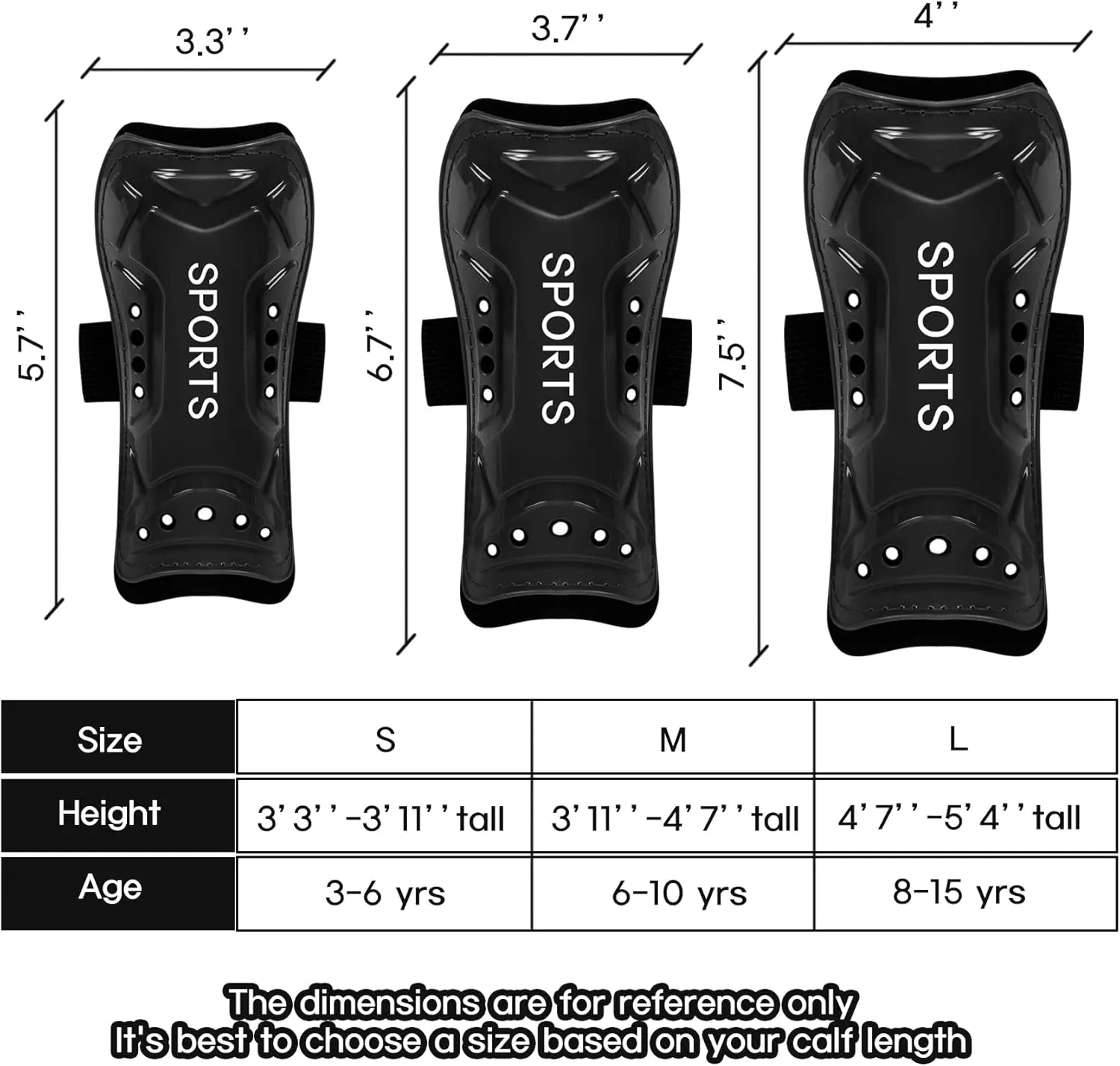Soccer Shin Guards, Youth Soccer Shin Pads, Breathable and Lightweight Child Calf Protective Gear Soccer Equipment for 3-15 Years Old Boys Girls Toddler Kids Teenagers