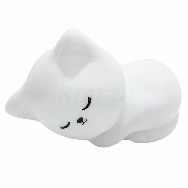 Soft Silicone Cat LED Night Light - Colorful USB Rechargeable Lamp