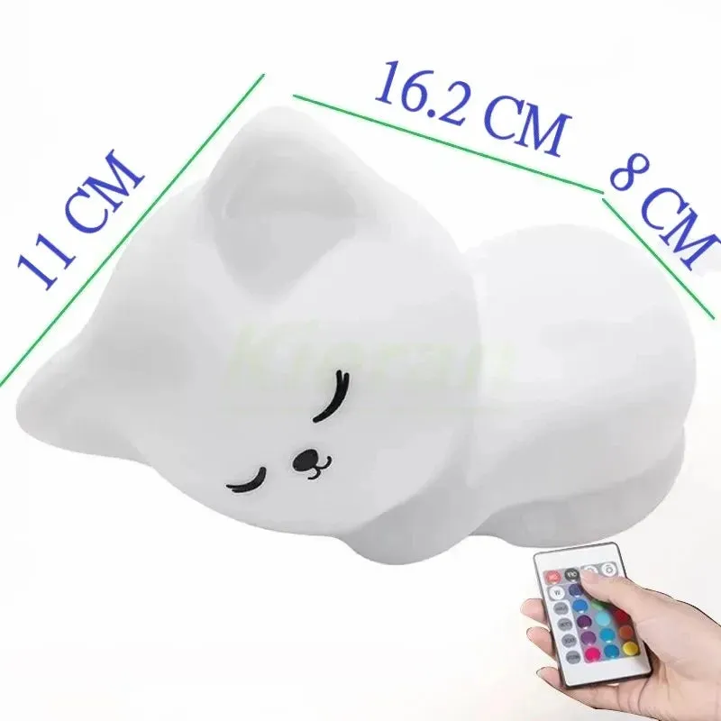 Soft Silicone Cat LED Night Light - Colorful USB Rechargeable Lamp