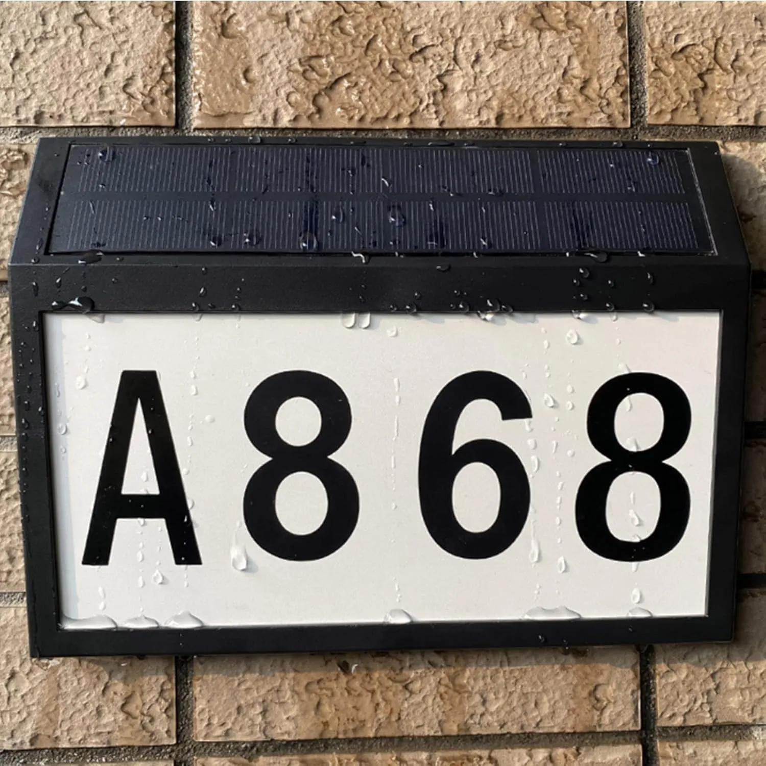 Solar LED Light House Number Wall Plaque Sign, House Numbers Address Light, Solar Powered Wall Mount Address Plaque LED Light Illuminated Door Numbers for Houses Garden Street (One)