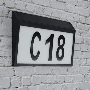 Solar LED Light House Number Wall Plaque Sign, House Numbers Address Light, Solar Powered Wall Mount Address Plaque LED Light Illuminated Door Numbers for Houses Garden Street (One)