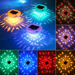 Solar Power Swimming Floating Pool Lights, Rechargeable 3PCS Color Changing Underwater Pool Light That Float, 4 Colors 2 Modes, Glow Hot Bath Tub LED Light Up Decor(Solar Powered, Type-C Charging)