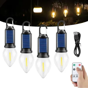 Solar Rechargeable Hook Camping Light, Solar Tent Light USB Rechargeable LED Camping Light, Multifunctional Portable Tent Atmosphere Light