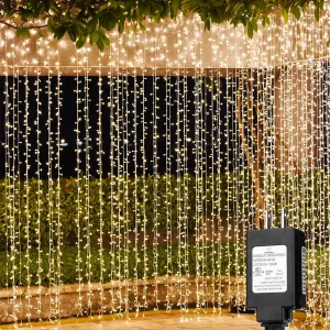 Solhice LED Curtain Lights Outdoor 30ft x10ft, 720 LED Plug in Hanging String Lights Indoor, Twinkle Light Backdrop for Outside Backyard Wedding Bedroom Décor, Warm White (Not Connectable)