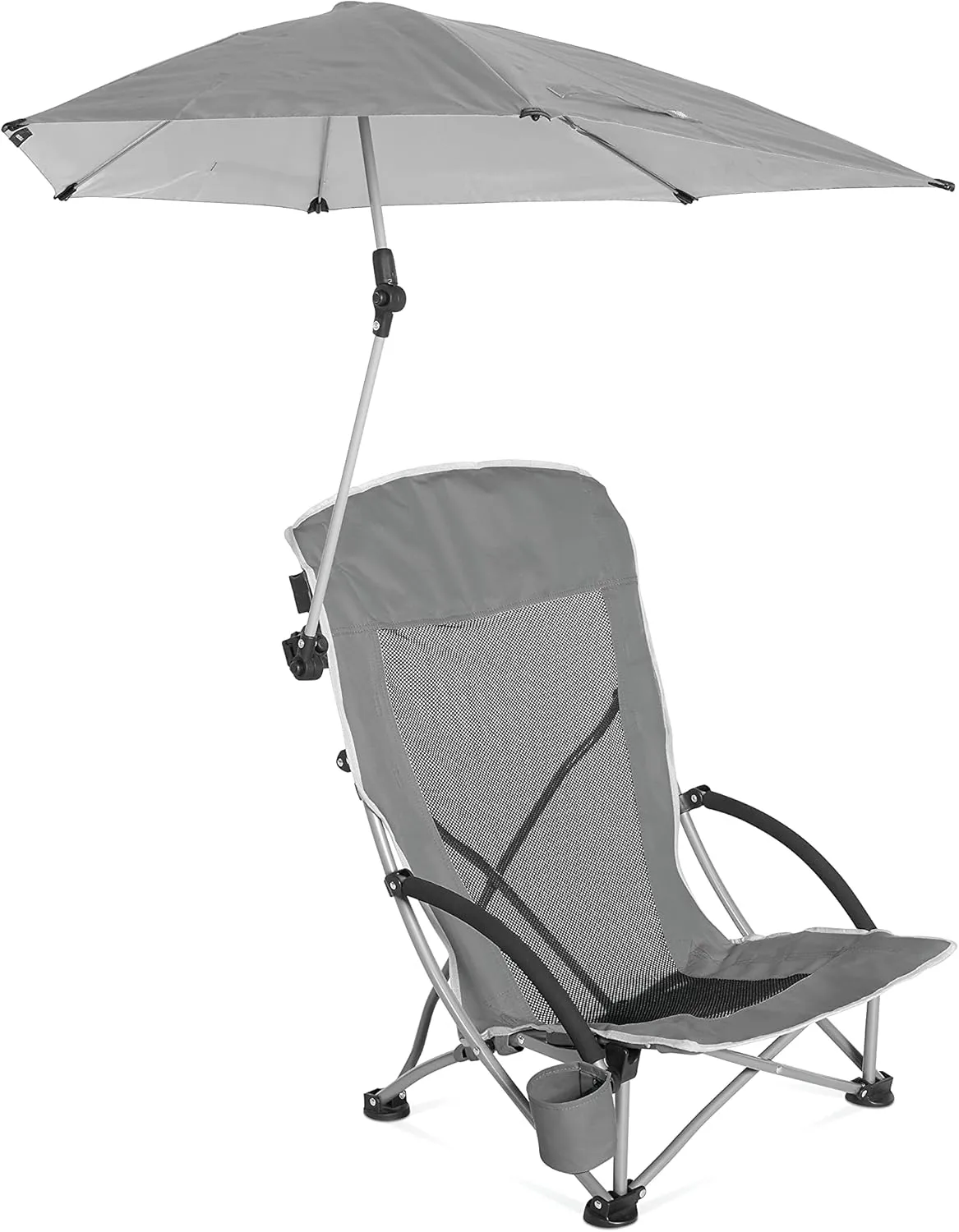 Sport-Brella Beach Chair with UPF 50  Adjustable Umbrella, Grey