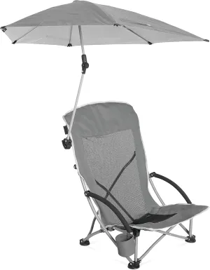 Sport-Brella Beach Chair with UPF 50  Adjustable Umbrella, Grey