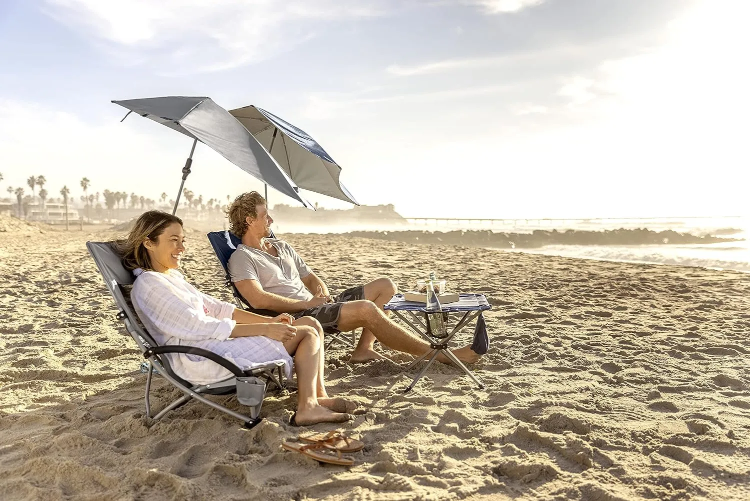 Sport-Brella Beach Chair with UPF 50  Adjustable Umbrella, Grey