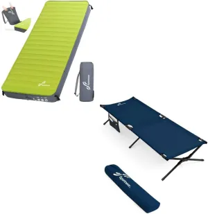 Sportneer Camping Cot   Self Inflating Sleeping Pad, Comfort Cot Bed for Camping Traveling Guest Bed, 4" Ultra-Thick Elasticity Foam Sleeping Mats for Camping Car Travel Tent Home
