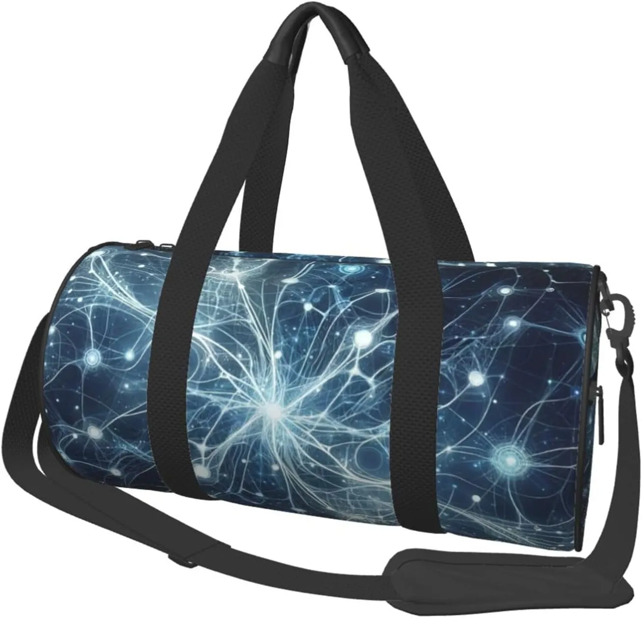 Sports Duffel Bag Abstract-Neurons Foldable Travel Tote Bag Weekender Sleepover Carry On Bag