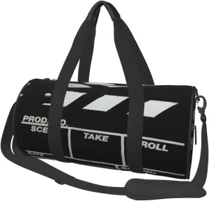 Sports Duffel Bag Retro-Black-Movie-Clapboard Foldable Travel Tote Bag Weekender Sleepover Carry On Bag
