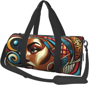 Sports Duffel Bag Traditional-African-Woman Foldable Travel Tote Bag Weekender Sleepover Carry On Bag