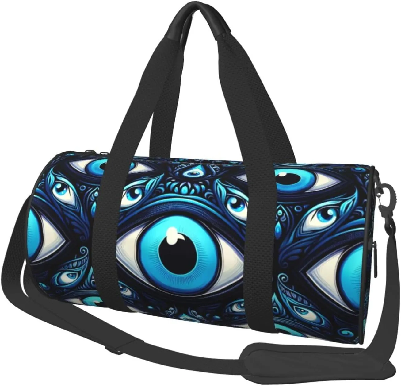 Sports Duffel Bag Turkish-Blue-Evil-Eye-Bead Foldable Travel Tote Bag Weekender Sleepover Carry On Bag