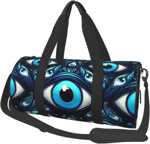 Sports Duffel Bag Turkish-Blue-Evil-Eye-Bead Foldable Travel Tote Bag Weekender Sleepover Carry On Bag