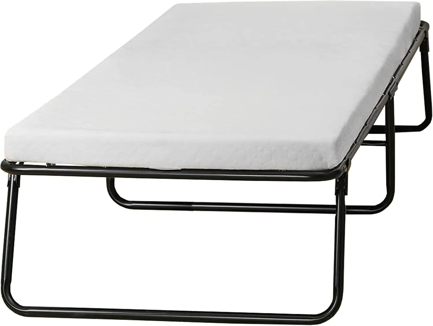 Spring Coil, 14” Folding Bed with Luxurious Memory Foam Mattress, Strong and Sturdy Metal Frame, Portable Guest Bed for Easy Storage, 31-Inch, White