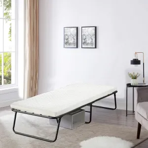 Spring Coil, 14” Folding Bed with Luxurious Memory Foam Mattress, Strong and Sturdy Metal Frame, Portable Guest Bed for Easy Storage, 31-Inch, White