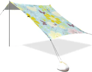 Spring Flowers Light Color Designed UPF50 Foldable Beach Tent Waterproof Large Portable Sun Shelter with Sand Shovel for Camping, Picnics, Backyard & Fishing Silla con sombrilla para Playa