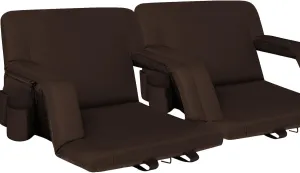 Stadium Bleacher Seats with Back Support, Reclining Chair, Padded Cushion, Armrests(Brown,2-Pack)…