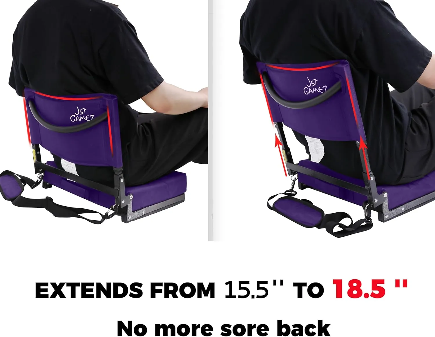 Stadium Seat with Back Support Bleacher Chair with Back and Cushion High Back Includes Shoulder Strap and Cup Holder