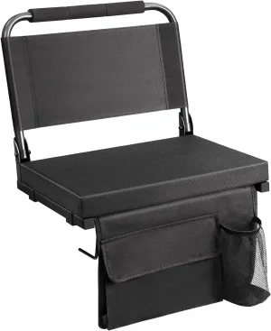 Stadium Seats for Bleachers with Back Support, Portable Bleacher Seats with Thick Padded Cushion and Carry Handle, Wide Stadium Seat Chair Includes Hooks Cup Holder and Side Pocket