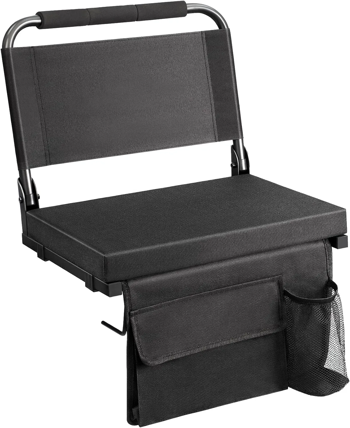 Stadium Seats for Bleachers with Back Support, Portable Bleacher Seats with Thick Padded Cushion and Carry Handle, Wide Stadium Seat Chair Includes Hooks Cup Holder and Side Pocket