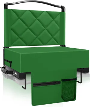 Stadium Seats with Back Support and Cushion Thick Padded Bleacher Chairs with Shoulder Strap, Portable Folding Stadium Seat Chairs for Bleachers Include Cup Holder and Side Pocket